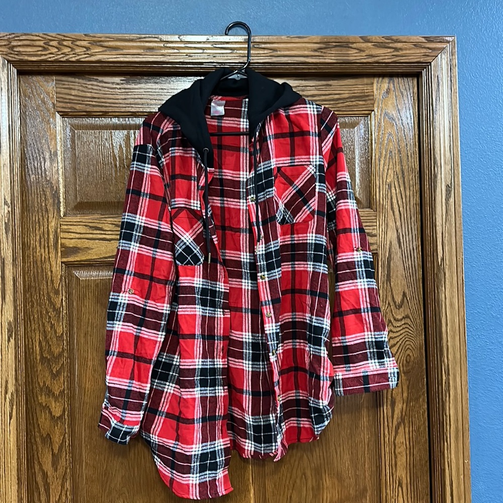 XL no boundaries plaid/black hood jacket